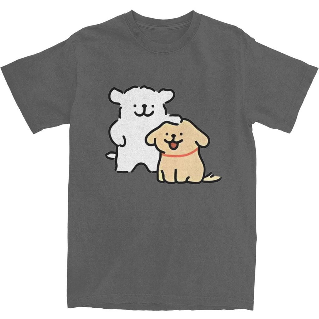 MINISO Cute Line Puppies Maltese Golden Retriever TShirt Short Sleeve Streetwear Tops Beach Cotton Breathable S3XL Clothing
