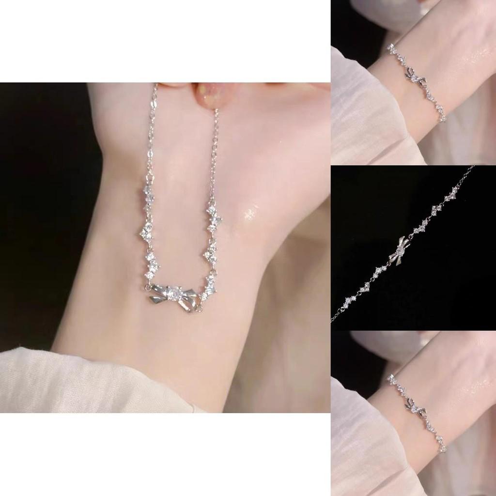 Bracelet Bowknot Highend For Women Summer Geometric Copper Jewelry Rhinestones With