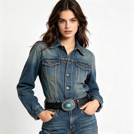 Bohemian Style Belt Synthetic Turquoise Buckle Belt Western Cowboy Cowgirl Belt Hip Hop Punk