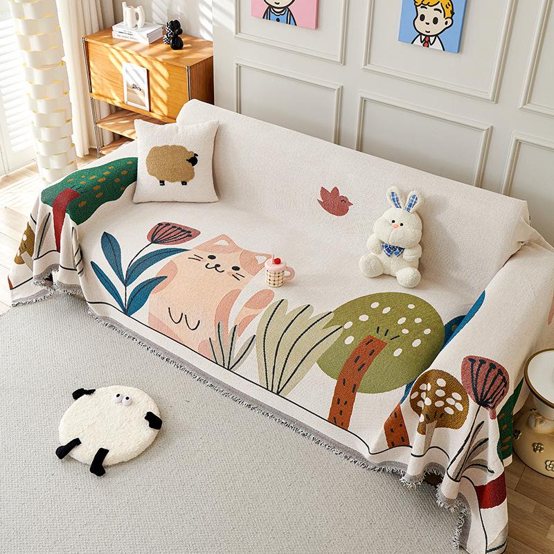Cartoon Chenille Full Coverage Sofa Cover Universal Season Couch Protector Slipcover