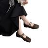 Square head shallow mouth single shoes women's spring new temperament soft flat Mary Jane shoes
