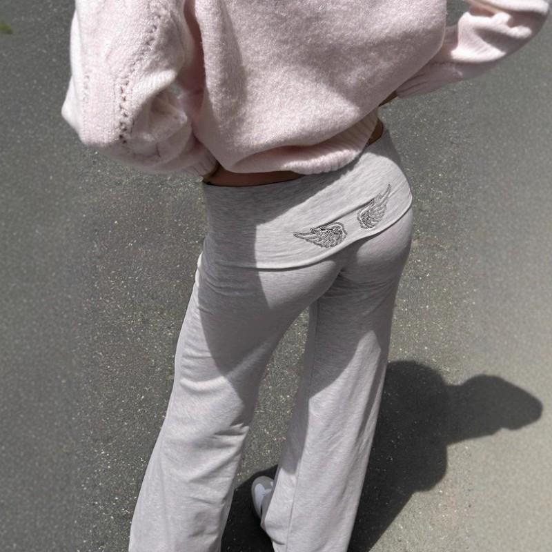 Womens Winter Casual Tracksuit Set With Sequin Wing Embroidery Solid Color Hoodie Pants