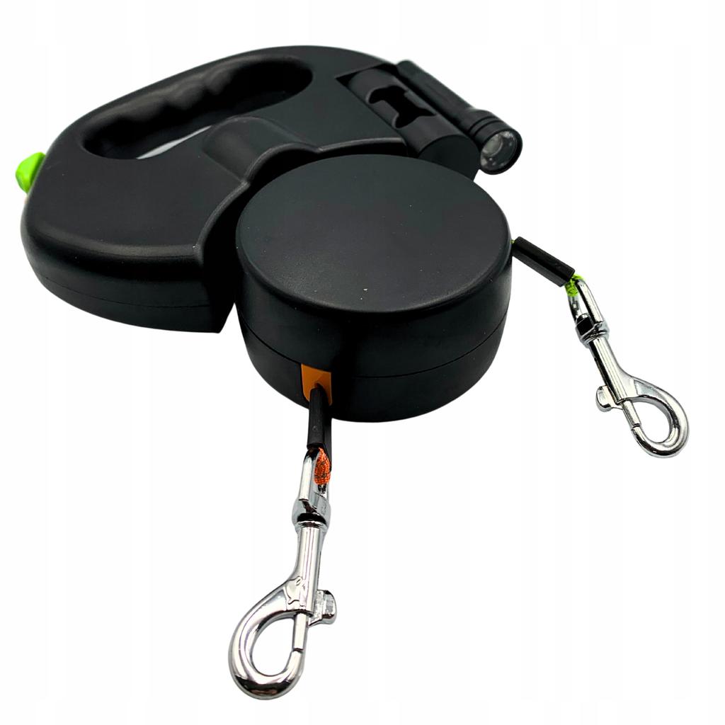 3M Double Automatic Leash For Two Dogs With Flashlight Solid Tape