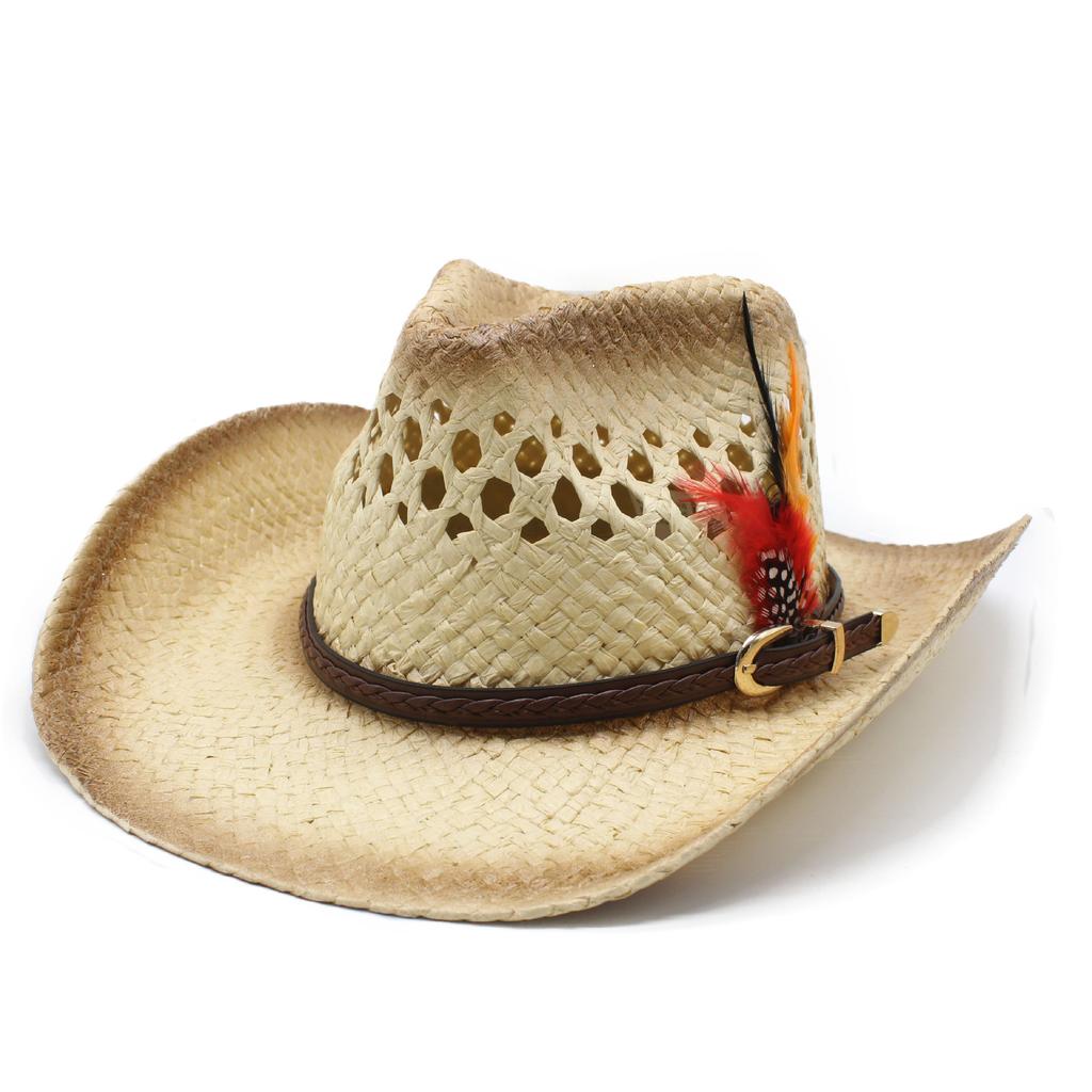 Hat Western Cowboy Jazz Hat Men'S And Women'S Straw Hat Summer Outdoor Shade Sun Hat
