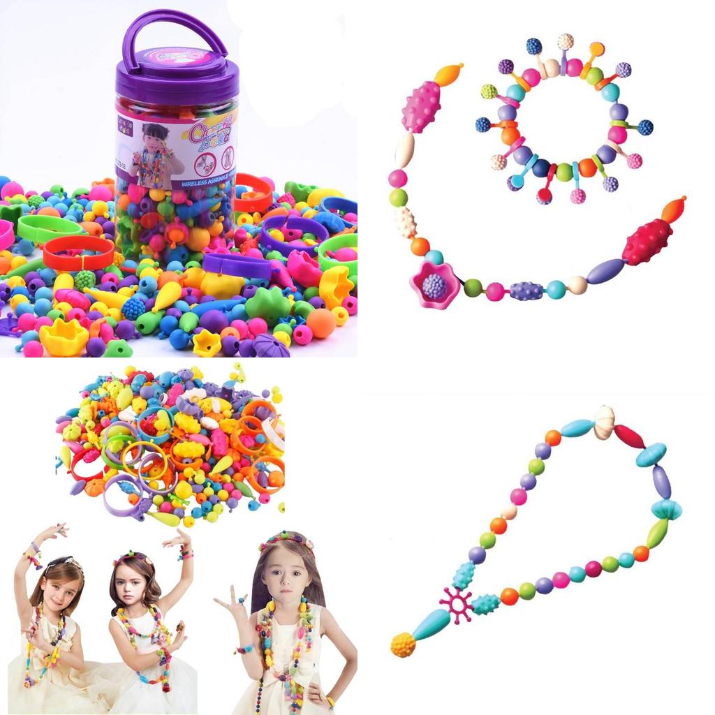 Children's Pop Bead Handmade Diy Material Puzzle Insert Play Little Girl Necklace Bracelet Kindergarten Girl Toy Plastic/plastic 200-1000 Beads