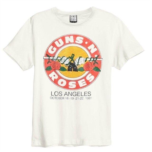 Unisex Shirt Cotton Oversize Large Size Guns 'n' Roses Vintage Bullet Amplified Vintage White T SHIRT