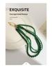 Elegant Green Agate Layered Necklace: High-End Ethnic Design with Chalcedony Beads, New Chinese Fashion Style