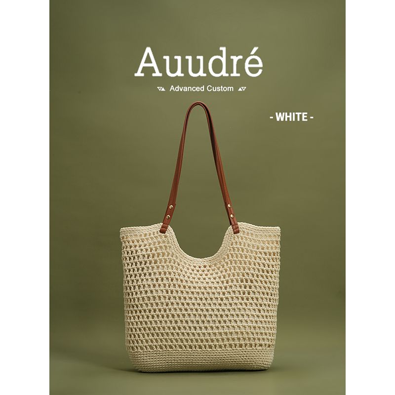 

Auudre Super Fire Woven Straw Large Capacity Bag for Women 2025 New Arrival Summer Seaside Beach Shoulder Tote Bag Beige