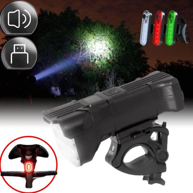 Mountain Lights Bike Usb Rechargeable Bicycle Torch Front Rear Lamp Led Set