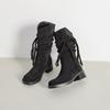 Medium tube retro hand-woven fringed thick-heeled knight boots wasteland wind pleated piled boots autumn and winter thin short boots