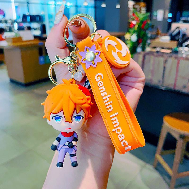 Portachiavi in ​​silicone con simpatico personaggio di Genshin Impact, adorabile statuetta in PVC per borse e telefoni.