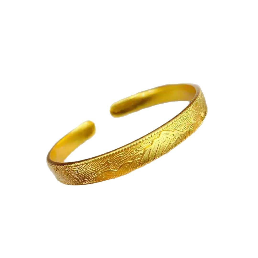 Brushed Xiangyun Open Bracelet Ancient Method Solid Ethnic Style High-end Bracelet Jewelry One Size(16-22CM)