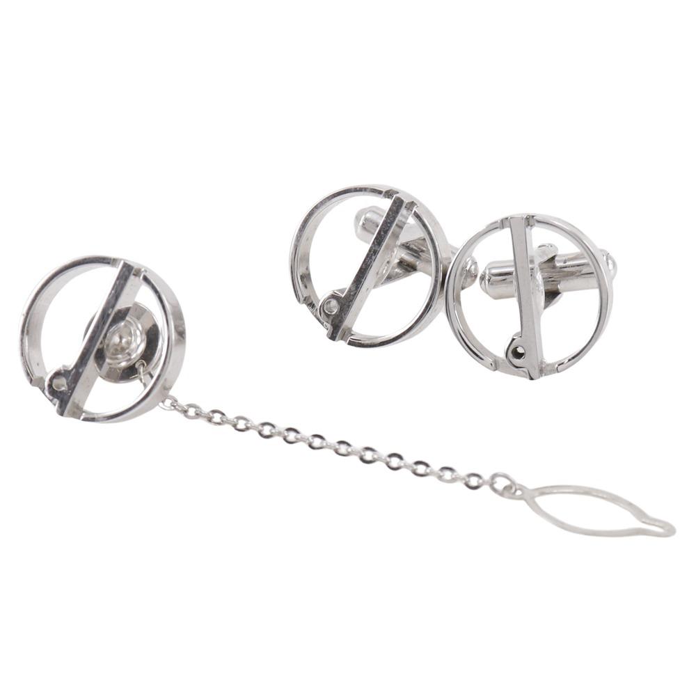 

Dunhill Tie tack set cuffs d logo Silver metallic mens Used