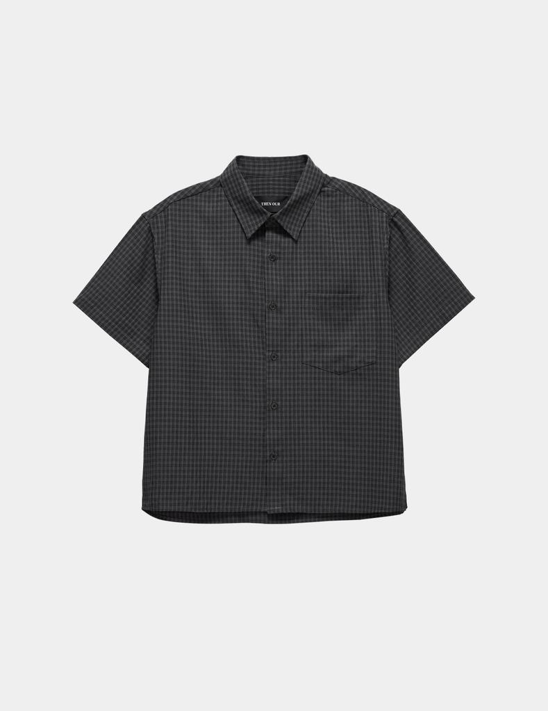 Denawo Crop Check Short Sleeve Shirt (Charcoal)