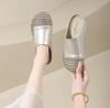 Baotou half slippers women's summer outer wear cool slippers 2025 new thick-soled inner height increase hollow woven one-pedal single shoes