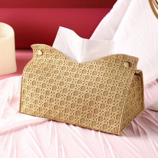 Tissue Box PU Leather Tissue Holder Smooth Dispensing Decorative Paper Towel Case Simple Style Organizer for Home Office Desktop