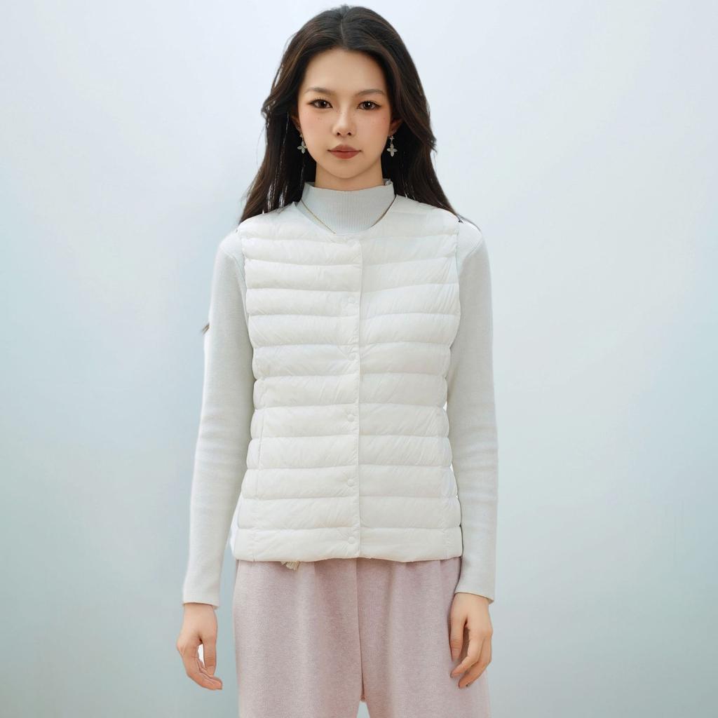 Autumn and Winter Women's Waistcoat Round Neck V-neck Lightweight Down Jacket Vest Duck Down Waistcoat