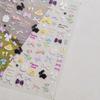 Jelly Cute Pudding Cherry Bowknot Claw Print 5D Nail Art Sticker Tie knot Love Stars Lovely Self Adhesive Manicure Decal