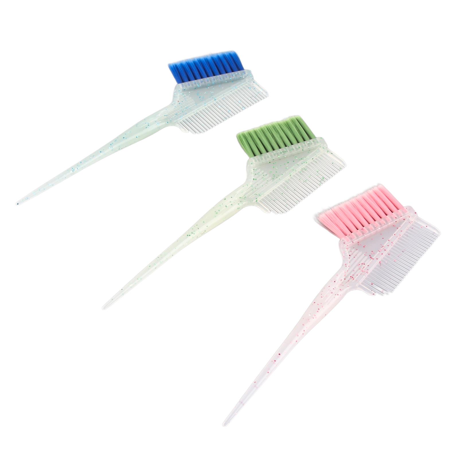 

3 шт. Двусторонняя кисть для окрашивания волос, расческа, мягкая нейлоновая кисть для мелирования волос, аппликатор с блестками