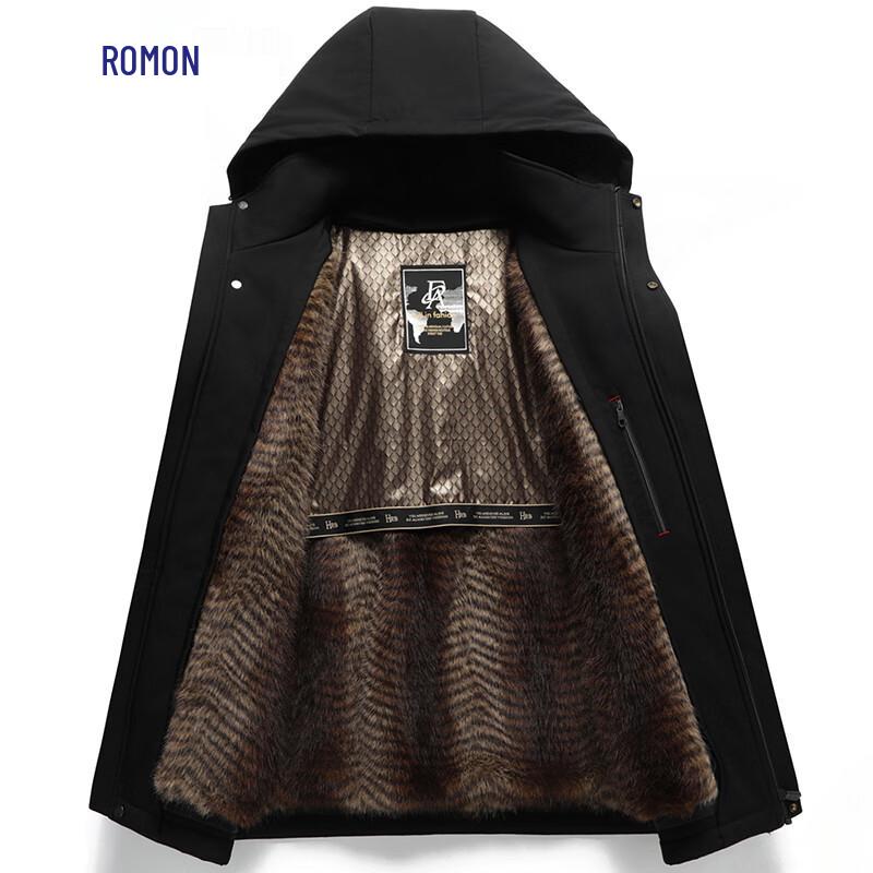 Romon Men's Winter Fleece Hooded Parka
