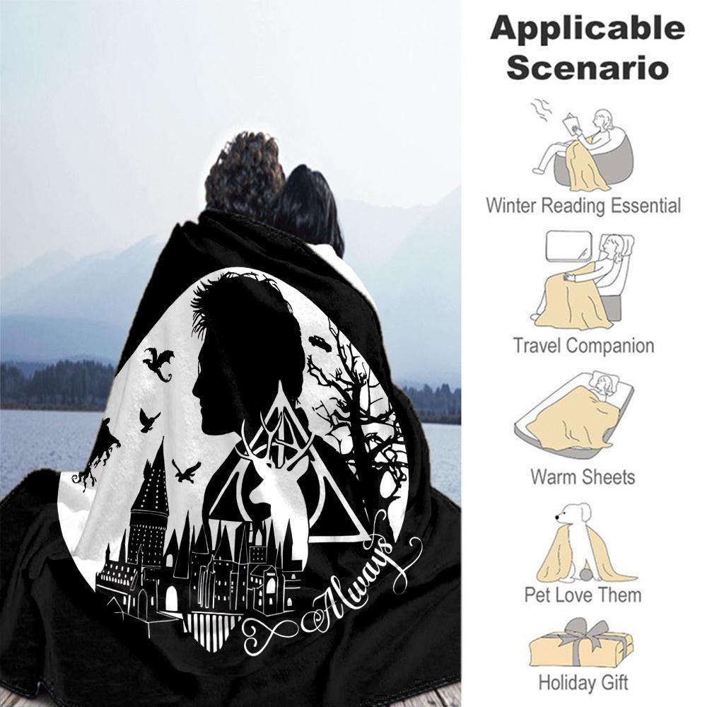 1pc Hogwarts Always Deathly Hallows Outdoor Flannel Throw Blanket All Season Soft Warmth,Home Decor 1031045