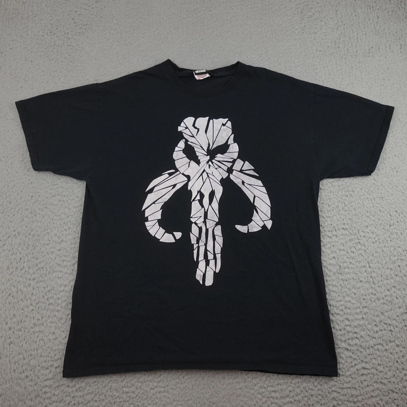 Star Wars Shirt Mens Large Black Mandalorian Mythosaur Skull Graphic Tee Cotton S