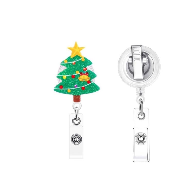 Christmas Badge Holder with Belt Clip Spring Loaded Retractable ABS Badge Holder for Doctor Nurse Student Teacher