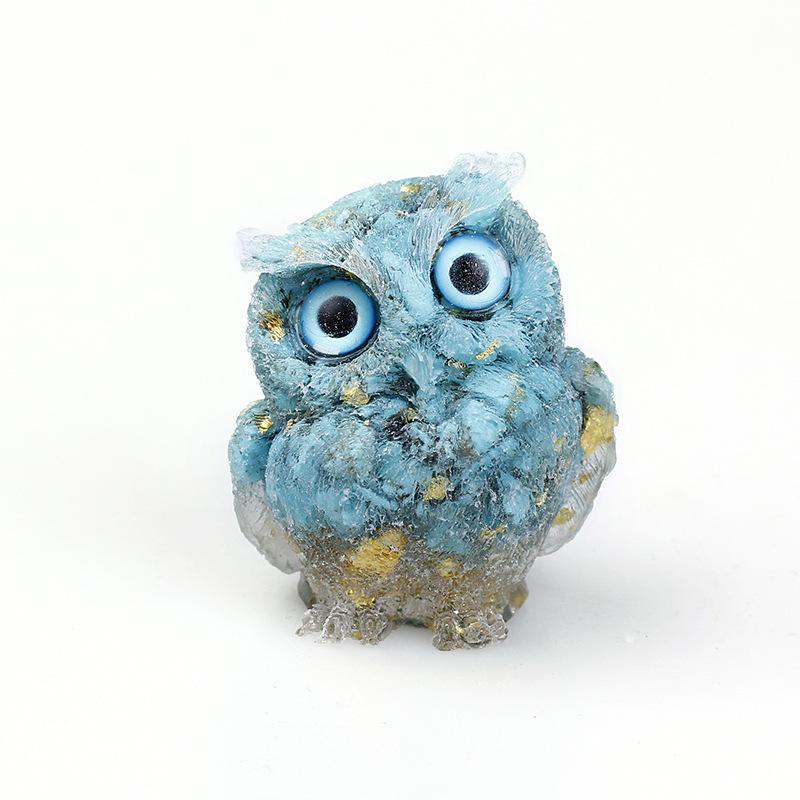1PCS Natural Crystal Stone Gravel Owl Animal Crafts Hand Made Small Figurines DIY Resin Table Decor Home Decor Collect Gifts