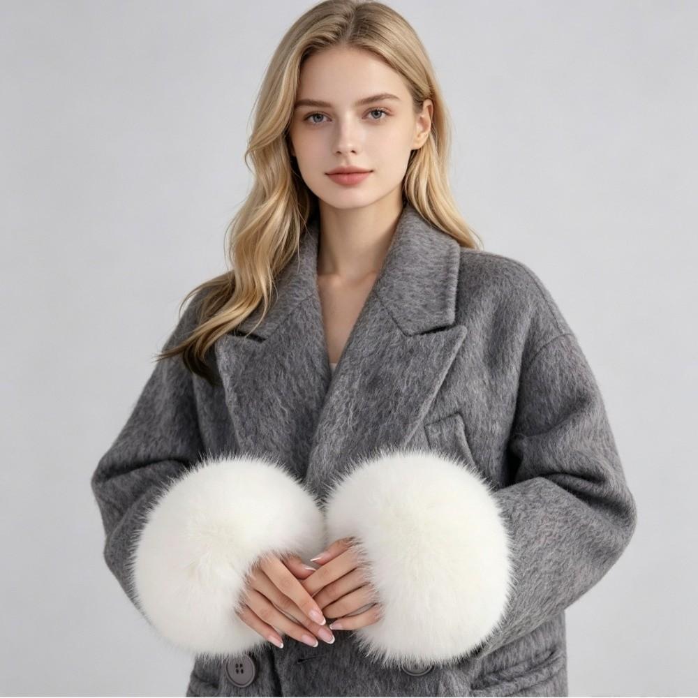 Solid Color Sleeve Cuffs Keep Warm Plush Sleeve Covers Fashion Faux Fur Wrist Cuffs Ladies