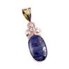 Natural Sodalite Gemstone 925 Solid Sterling Silver Two Tone Pendant 1.75" G6e18