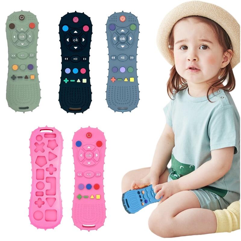 Infant Teething Toy With Colorful Buttons Soft And Chewy Food Grade Silicone 15*5cm