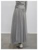 Elegant Gray Pleated High-Waist Maxi Skirt - A-line Spring Design