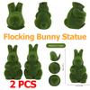 2 Stück beflockte Hasenstatue mit künstlichem Moos, Tierfigur, Figur mit künstlichem Gras für die Frühlingsdekoration