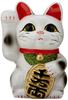 White Oval Size Right Handed Tokoname Ware Cat, 4, Maneki-neko (Beckoning Cat) -