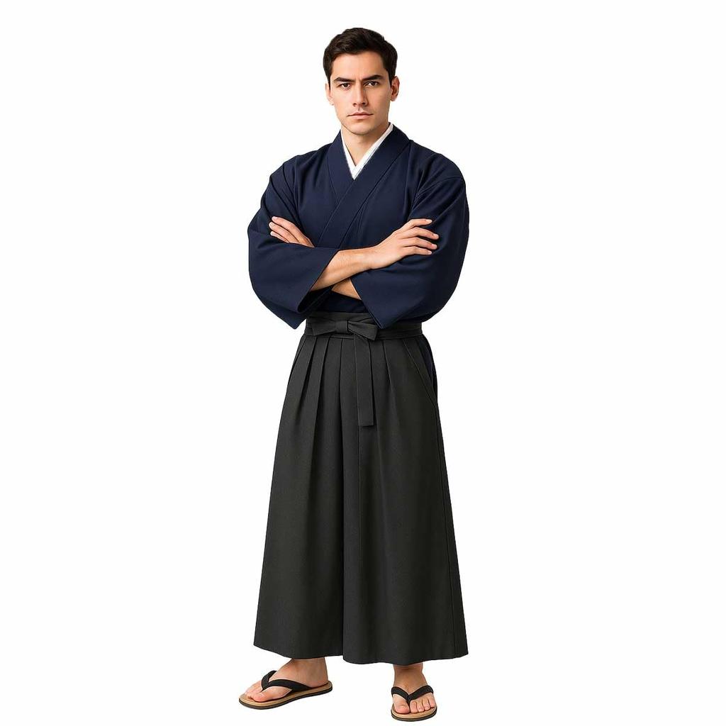 Samurai Cosplay Kimono Costume with Samurai Kenshin Costume [monoii] Hakama,