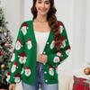 European and American women's clothing casual Santa jacquard sweater cardigan autumn and winter new Christmas sweater