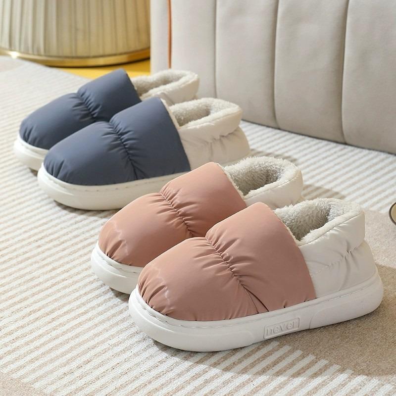 Cotton Slippers Home Indoor Winter Warm Plush Slippers Women's Candy Color Couple Bag and Cotton Mop Men's Outer Wear