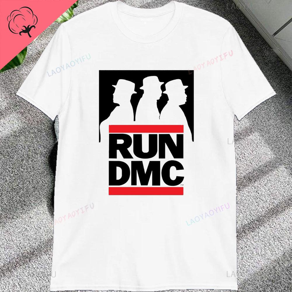 Vintage Run Dmc Hip Hop Rock Muisc Printed Graphic Male Tshirts Short Sleeve Streetwear Loose Women Tshirt Casual Fashion Tees