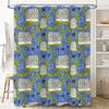 Blue Botanical Shower Curtain Nature Leafy Forest Backdrop Vintage Floral Bathroom Decor Farmhouse Style Washable Fabric