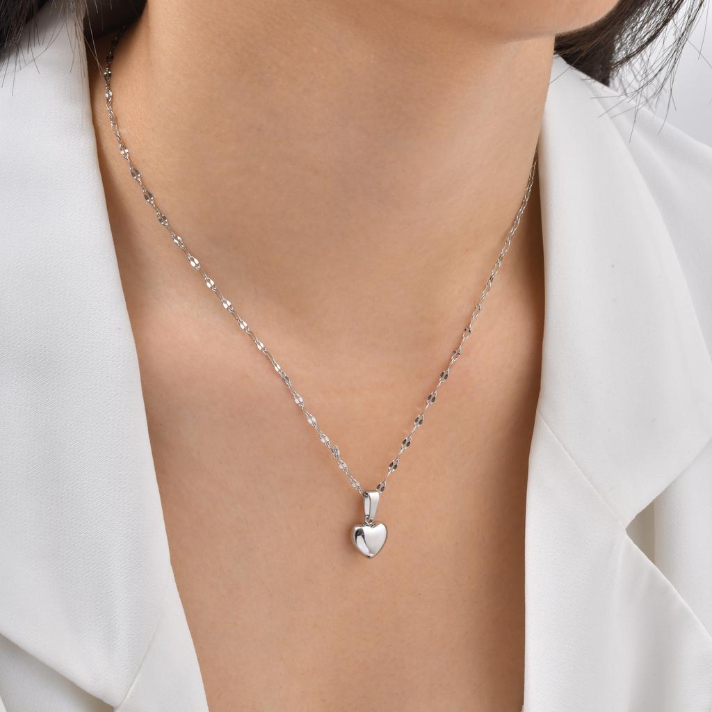 Stainless Steel Heart Pendant Necklaces for Women Heart Shape Clavicle Chain Necklace Trendy Jewelry On Neck Gifts