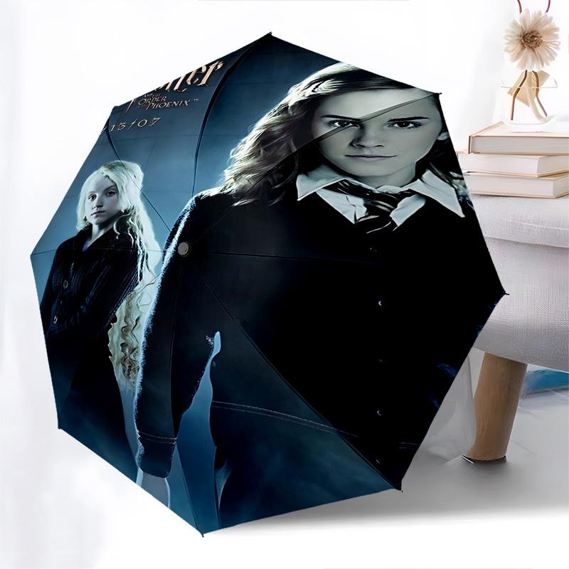 1pc Harry Potter and the Order of the Phoenix Automatic Folding Umbrella - Compact 8-Rib Design, Durable Plastic & Iron1346L