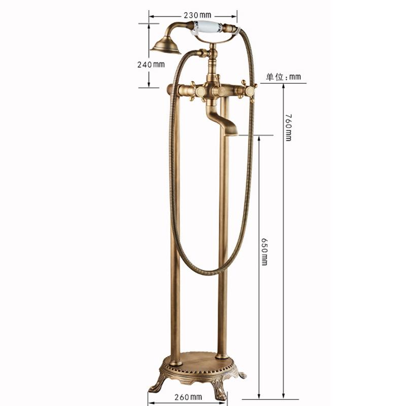 Brass Bathroom Faucet Bathtub Faucets 360 Rotation Floor Stand Faucets Telephone Type Hand Shower Antique Bath Shower Set