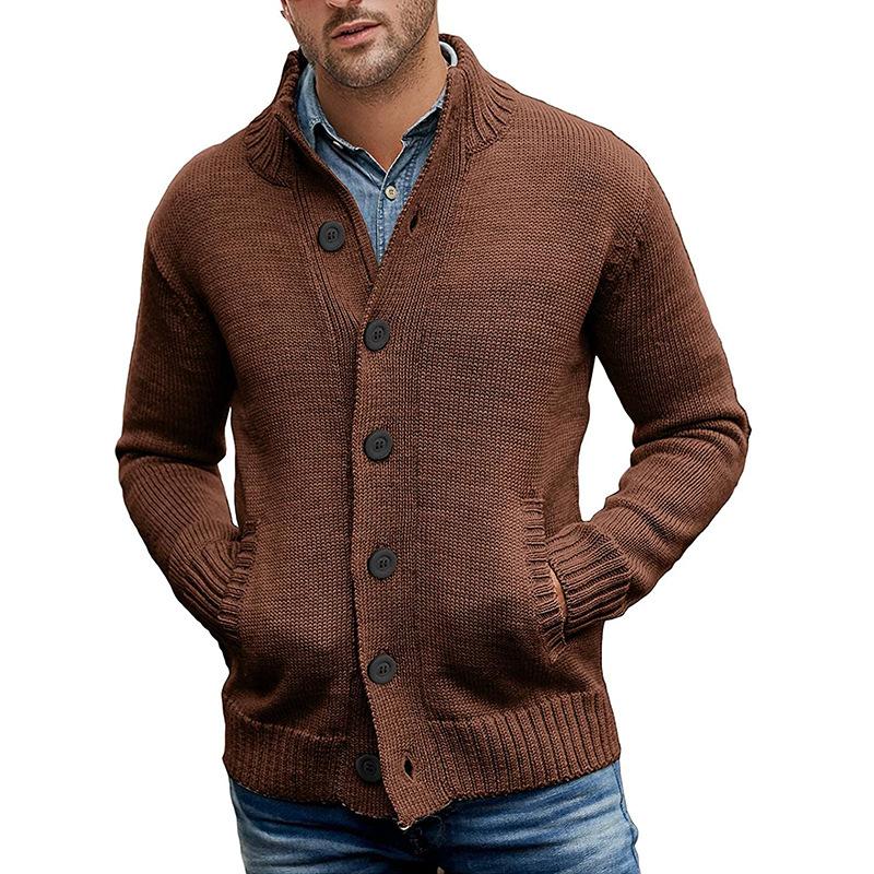 2025 Men's Solid Color Single-Breasted Knitted Sweater Cardigan for Fall and Winter