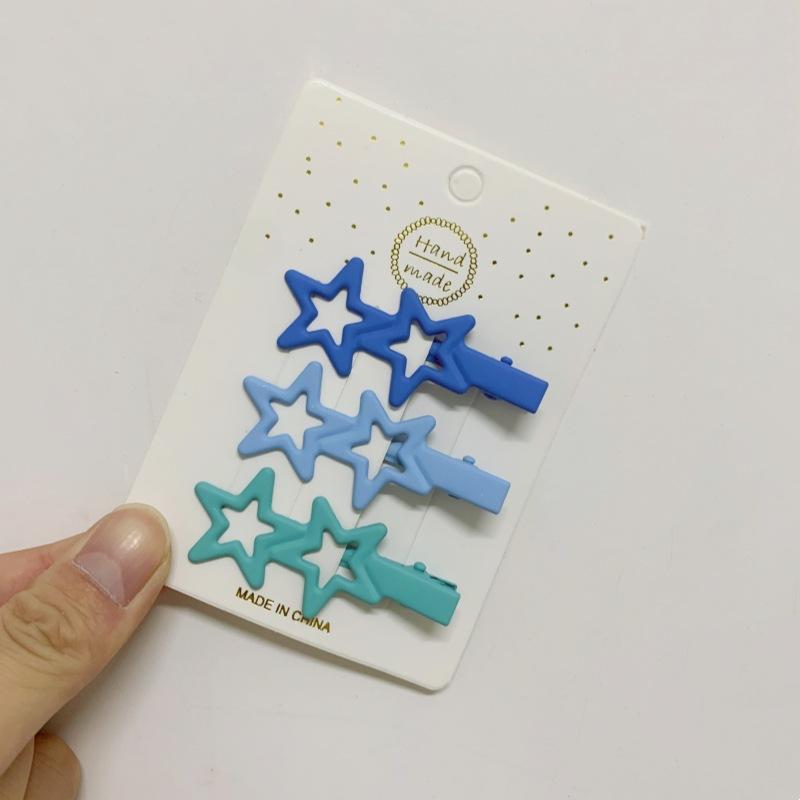 3 Piece Candy Color Hair Clip Set Star Heart Rectangle Snap Barrette for Women Y2K