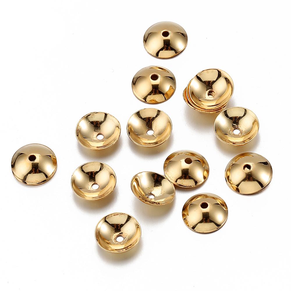 50pcs Stainless Steel 3-10mm Gold Color Steel Color Round Bead Caps Spacer Beads for Jewelry Making DIY Components Supplies
