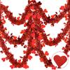 Uflower 2M Valentine's Day Tinsel Garland Red Heart Metallic Twist Valentine Garland for Home Wedding Party Decorations