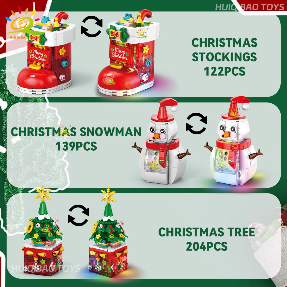 Xmas Apple Tree Santa Claus featuring LED Muisc Model Construction Brick DIY Snowman Bricks Playthings designed for Children Adult Present