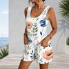 Patch Pocket Sleeveless Tank Romper For Plus Size Women
