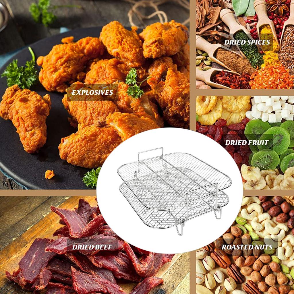 Stojak do frytkownicy 2-poziomowy ze stali nierdzewnej, bezpieczny do mycia w zmywarce, stojak do frytkownicy i grillowania dla AG301 AG302 AG400