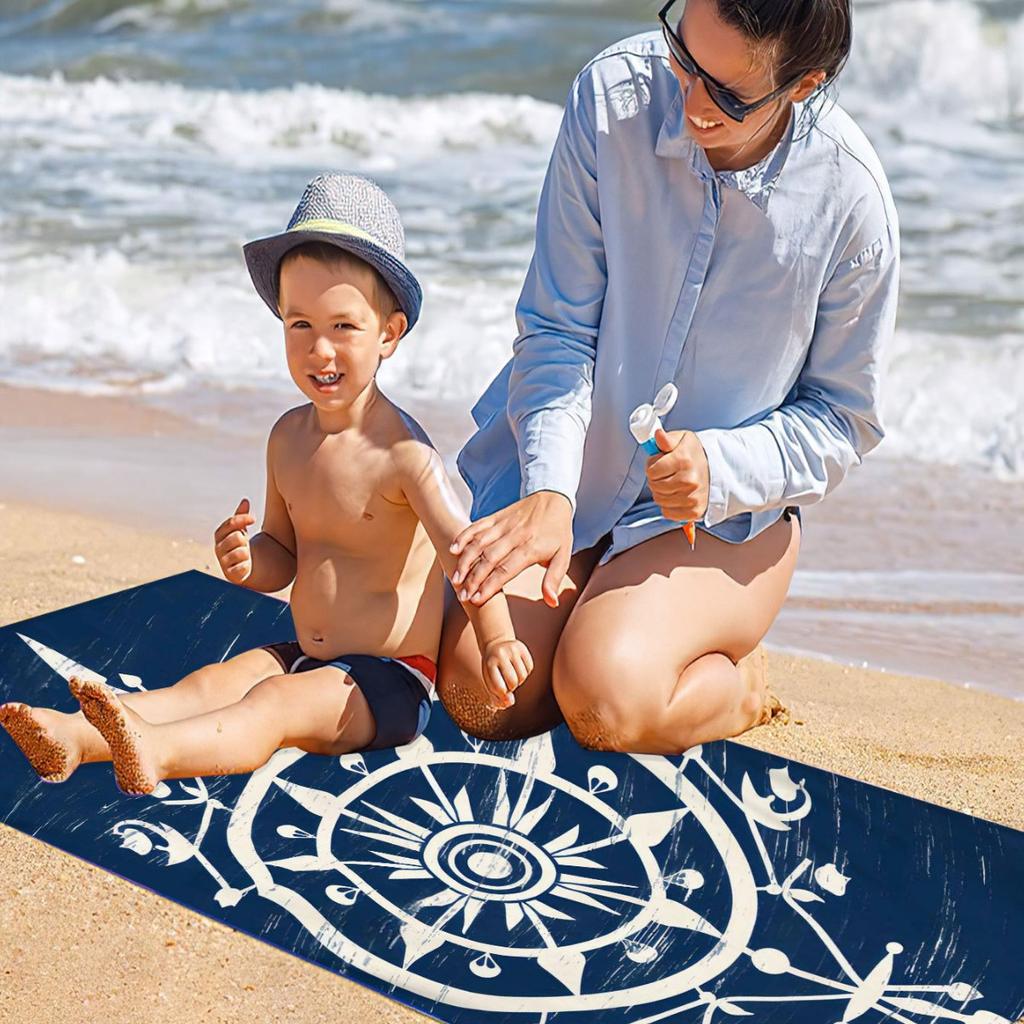 Mantra-Muster digital bedrucktes Polyester Superfeine Faser beidseitiger Fleece Strandurlaub Badetuch, Strandtuch